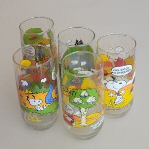 Vintage McDonald's Peanuts Camp Snoopy Collection Glasses Set of 5